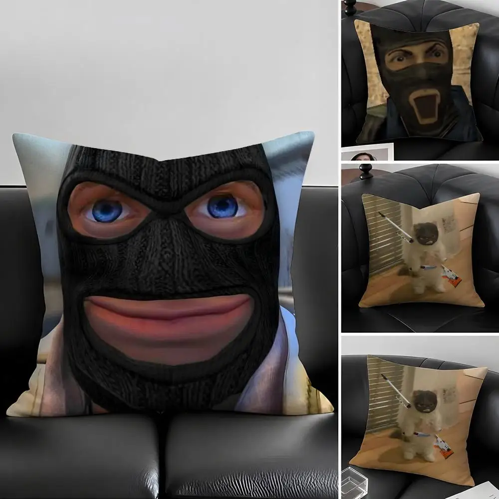 C-CS GO Meme-S Cushion Cover Natural Linen Pillowcase Set, All-in-One Decor for Sofa, Bedroom & Chair