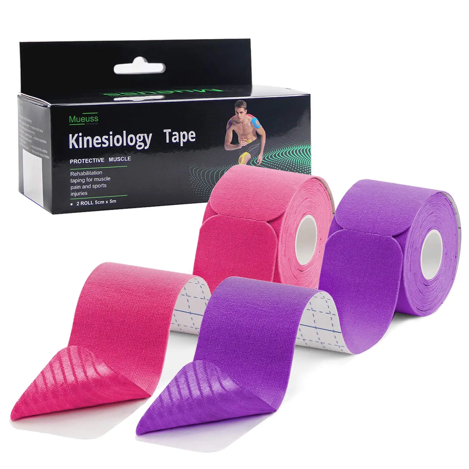 

Kinesiology Athletic Tape, Waterproof, Breathable, Latex Free, Elastic, Pain Relief, Knee Tapes, Pre-Cut, 40 Strips, 2 Rolls