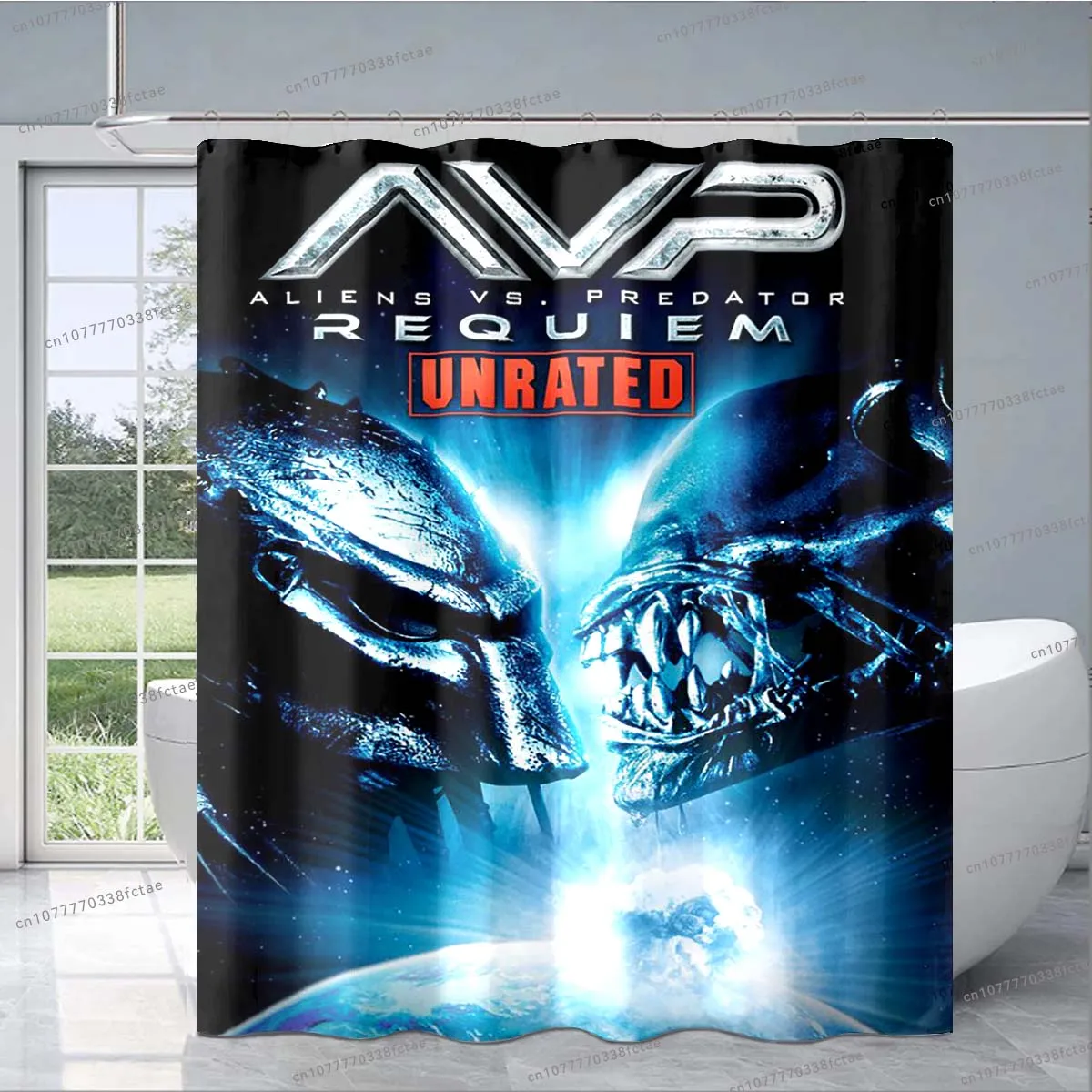 Alien Vs. Predator Movie Shower Curtain Retro Sci-fi Movie Pattern Shower Curtain Adult Kid's Bathroom Decoration Shower Curtain