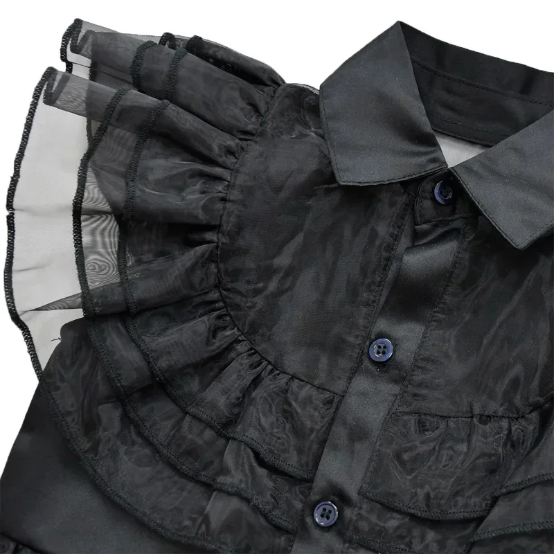 EE01 Mercoledì Addams Costume da vestire per ragazze Compleanno Halloween Cosplay Abito da festa con parrucca Calzini Cinture per bambini 2-12 Y0Ww