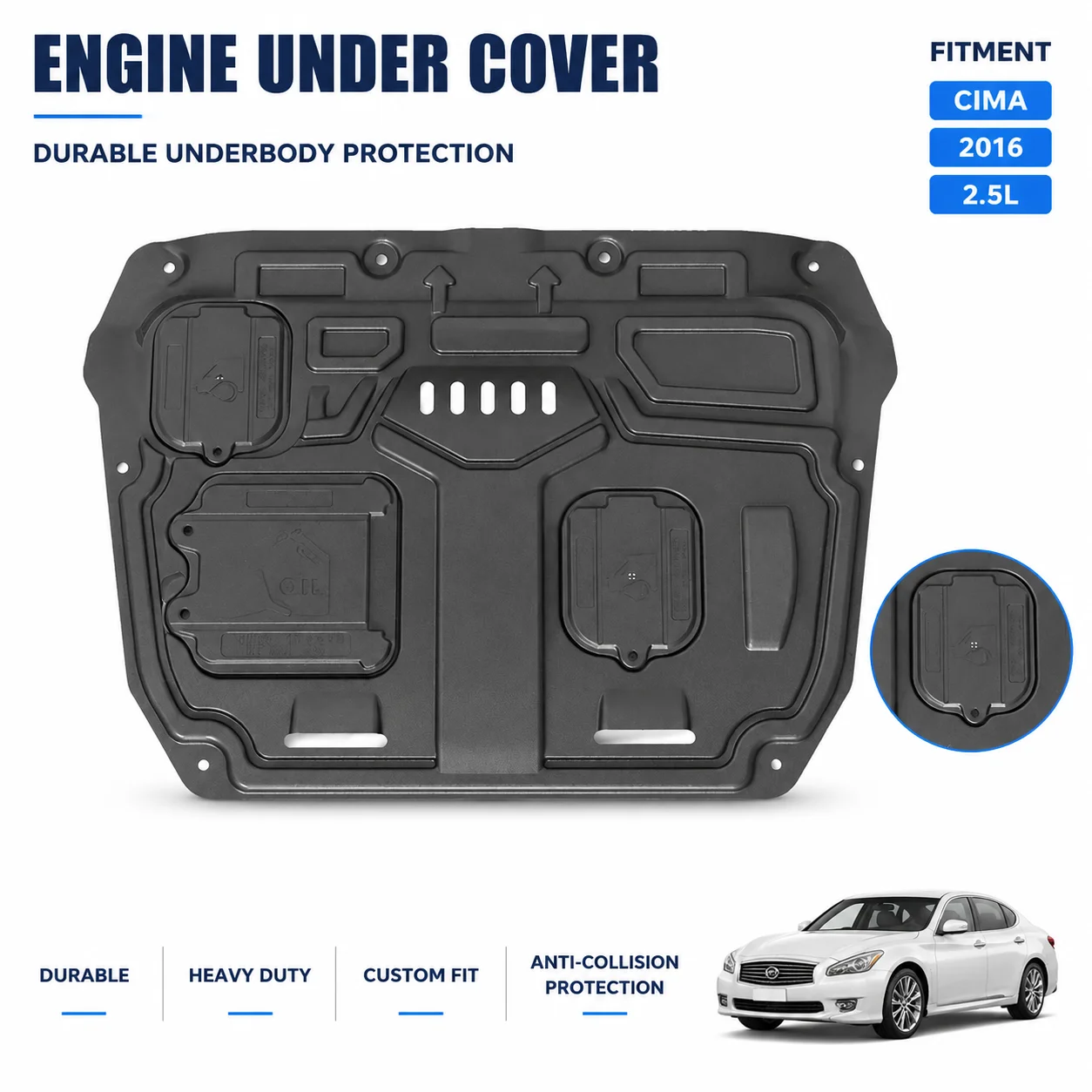 Rugged Engine Skid Plate Custom Fit For Toyota AVALON 2019-2023 2024 2.0L-2.5L Heavy Duty Underbody Protection Chassis Bottom