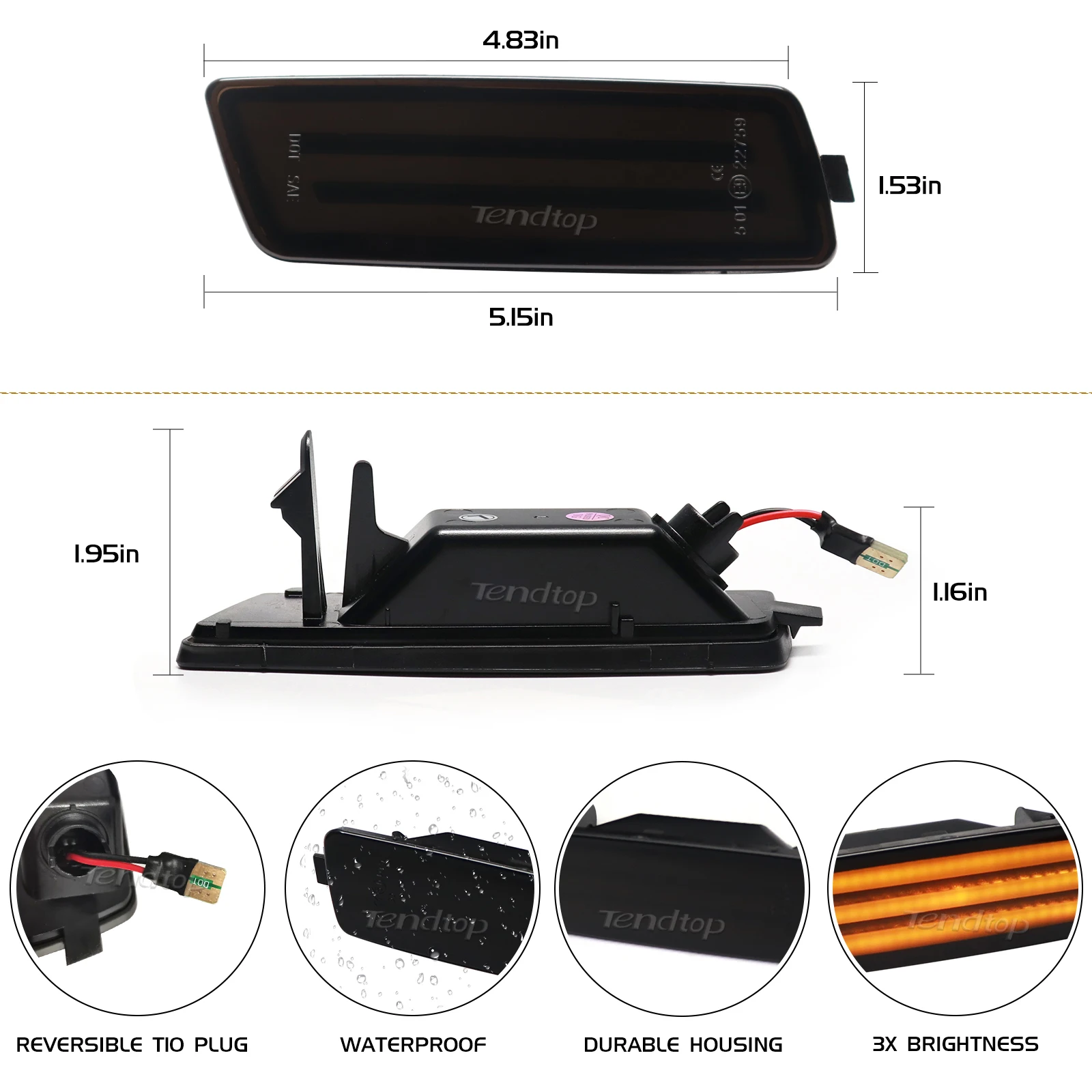 Car Side Marker Light Full LED Bumper Lamp Amber Yellow For Volkswagen MK5 Golf/GTI Rabbit  Front Sidemarker Indicator