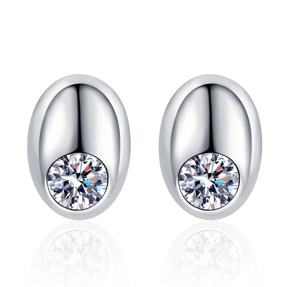 

Women's Stud Earrings S925 Sterling Silver Bead 0.4ct Moissanite White Gold Plated Polished Surface Fashion Jewelry