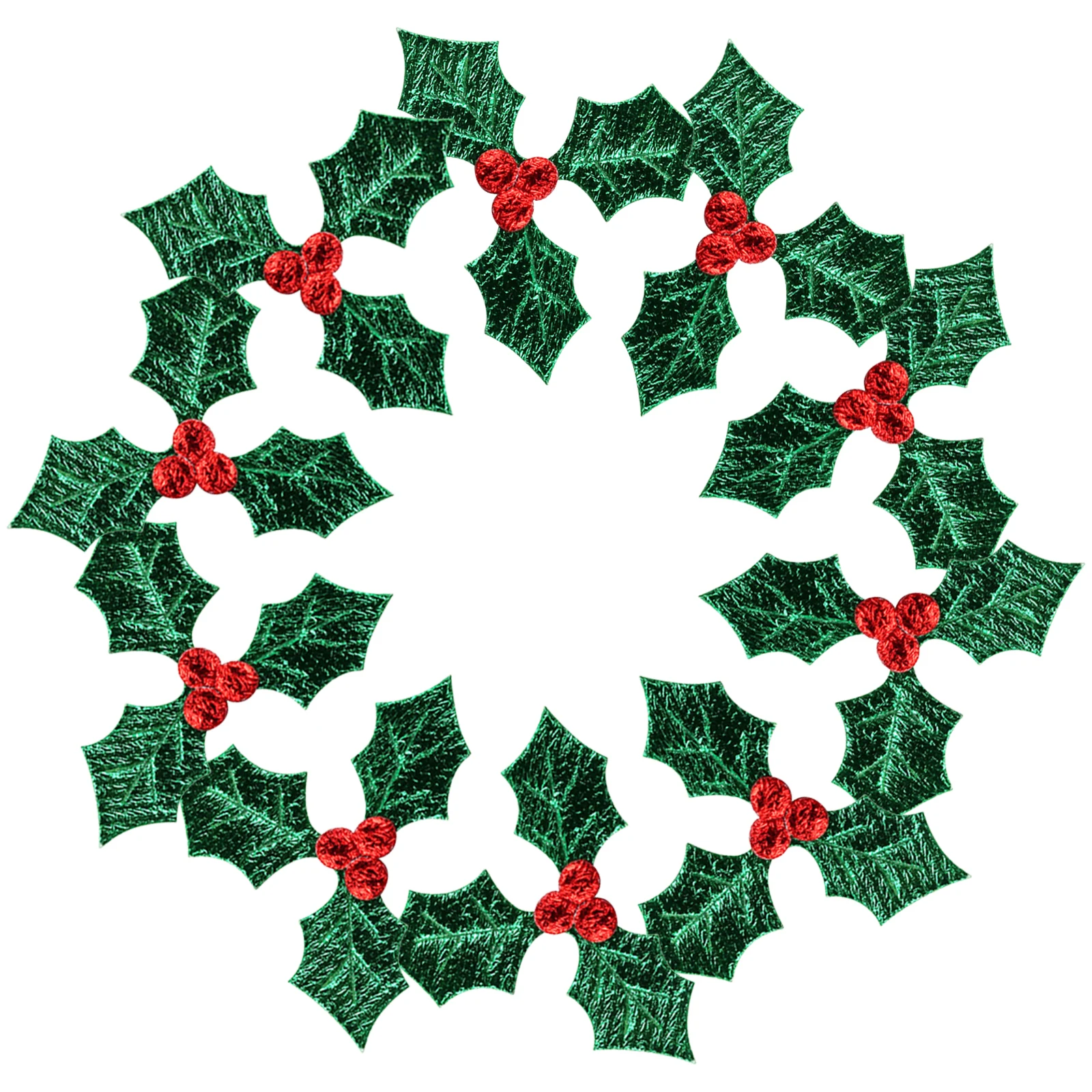 

100Pcs Christmas Artificial Berry Leaf Decoration Accessories Green 3Cm DIY Hanging Ornament Holiday Party Home Decor