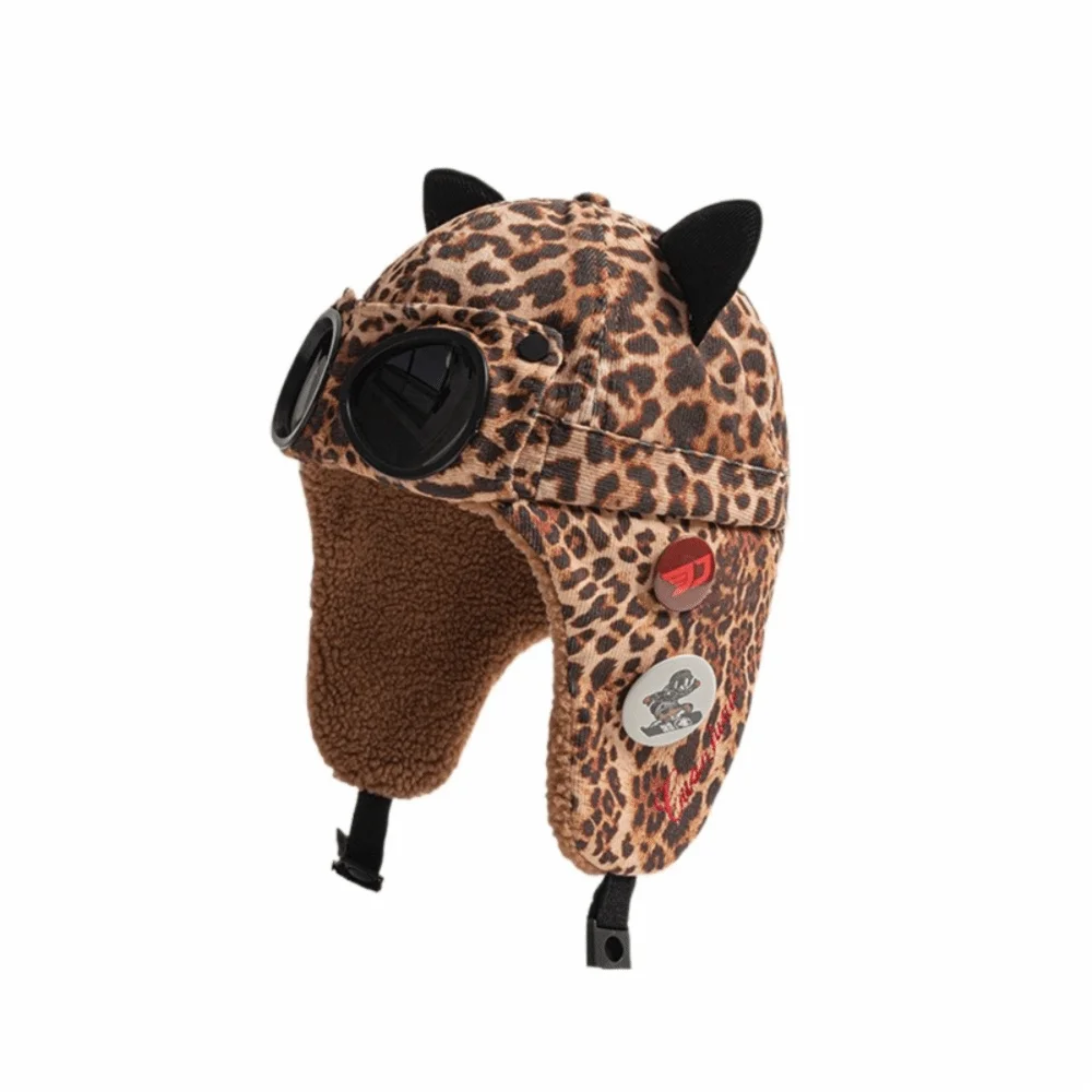 

Cute Fleece-lined Pilot Hat Thickened Adjustable Bomber Hats Warm Cat Ears Hat Winter Outdoor Fashion Wear