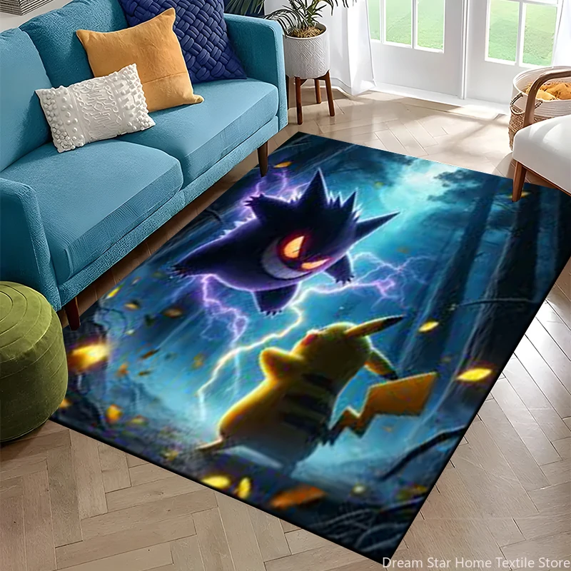 Pikachu Mewtwo Charmander Pokémon Rug Carpet for Living Room Bedroom Decor,Floor Table Non-slip Mat for Sofa Doormat Kids Gift