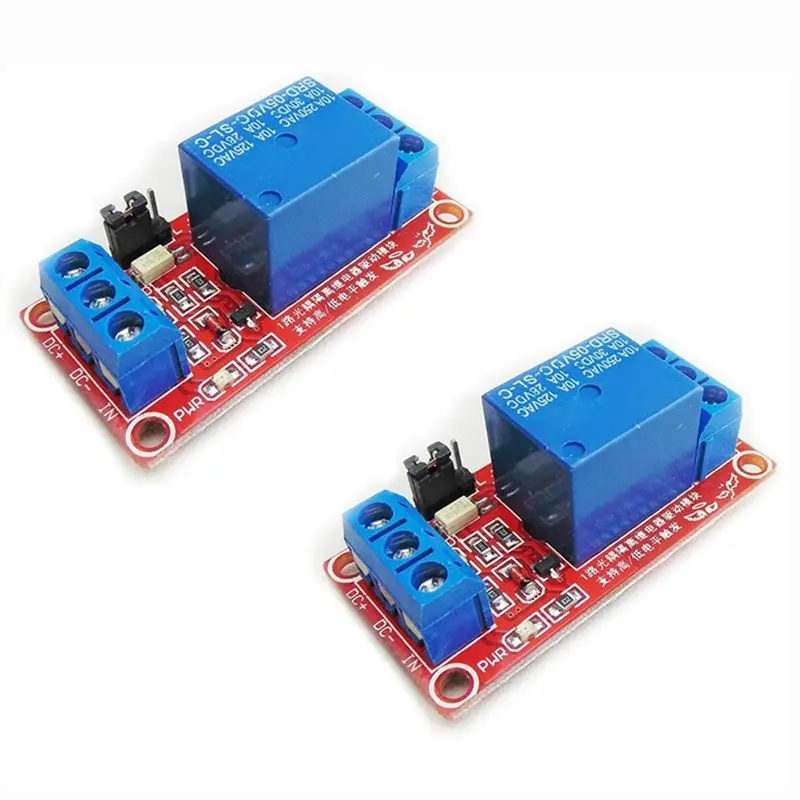 A10I 2Pcs 5V One Channel Relay Module Relay Switch with Optocoupler Isolation Support High Low Level Trigger