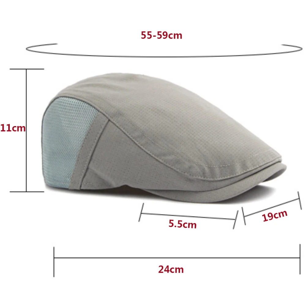HT5109 Herren- und Damen-Baskenmützen, Frühling-Sommer-Sonnenkappe, Retro-Künstlermütze, Unisex Ivy Flat Cap, Verstellbare Netz-Baskenmütze – Detail 1