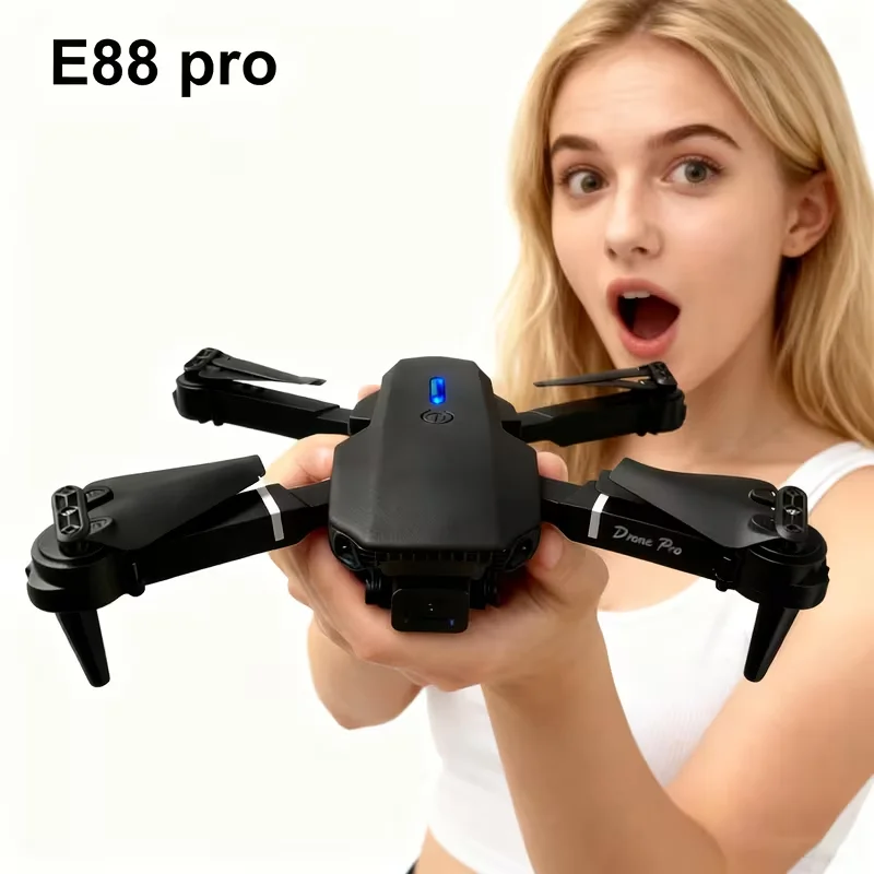 E88 Pro MAX drone offers optional screen remote control / regular remote control / 3PS battery, dual cameras, two batteries, brushless motor, obstacle avoidance function, foldable quadcopter. LED lights. Ideal gift. Suitable for beginners.