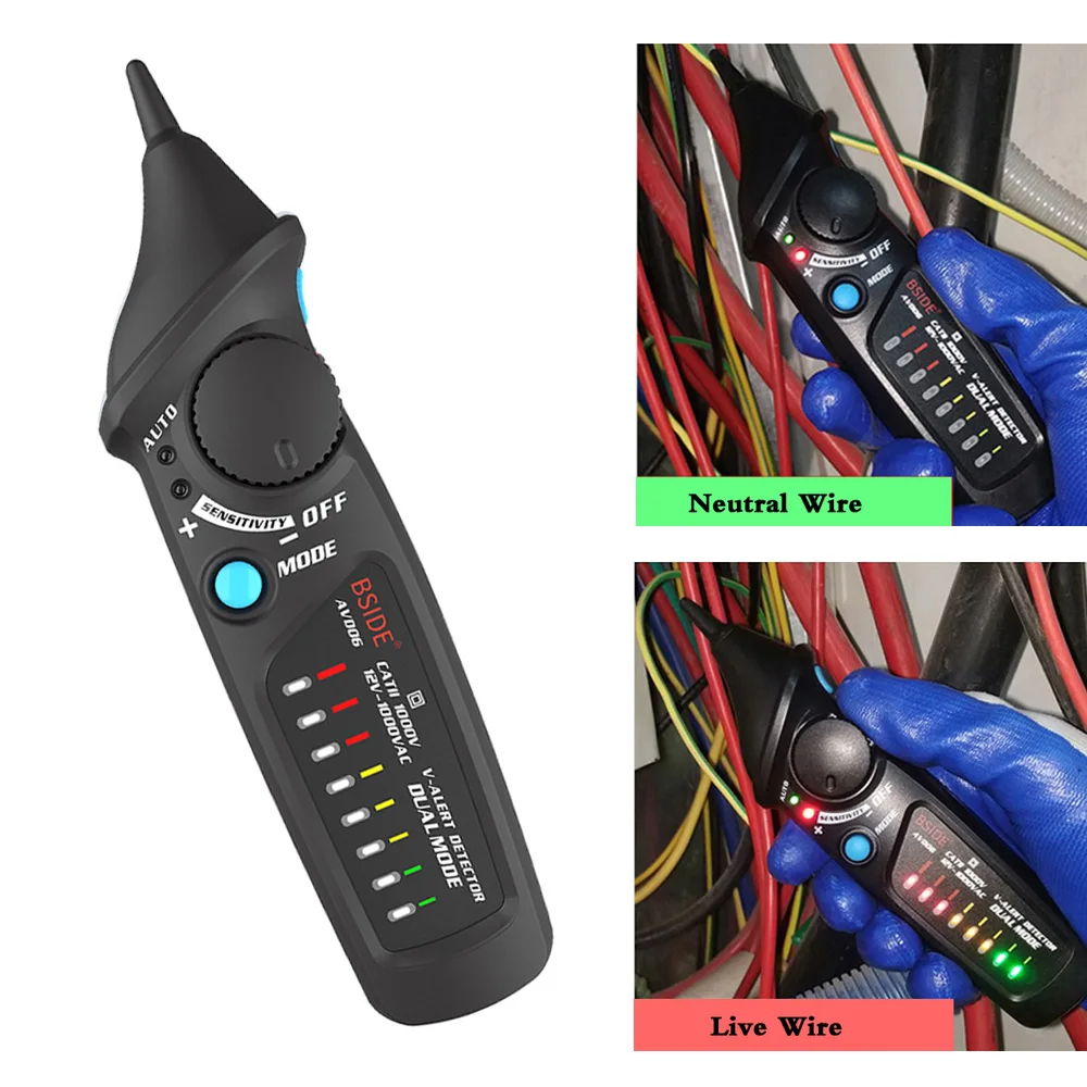 Non-Contact Voltage detector indicator BSIDE AVD06 Profession Smart test pencil Live/phase wire Breakpoint NCV Continuity Tester