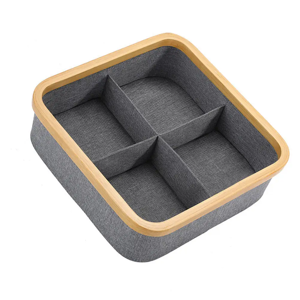 Caja de almacenamiento de bambú ecológica, organizador de escritorio compacto con divisores para cosméticos, artículos de papelería, artículos diversos para el hogar y la Oficina, 1 ud.