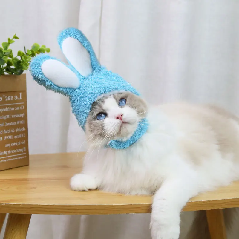 Grappige kat hoofddeksels schattige konijn oren muts voor katten warme pluche pet muts kerst cosplay rekwisieten photoprop kitten hoofddeksels