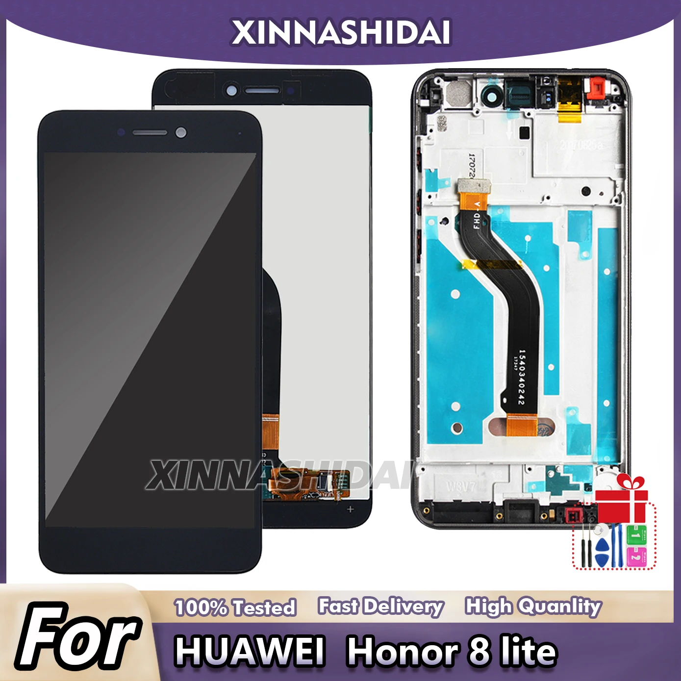 AAA+ LCD Display For Huawei Honor 8 Lite LCD Display Touch Screen For Huawei GR3 2017 PRA-TL10 PRA LX1 LX3 Screen With Frame