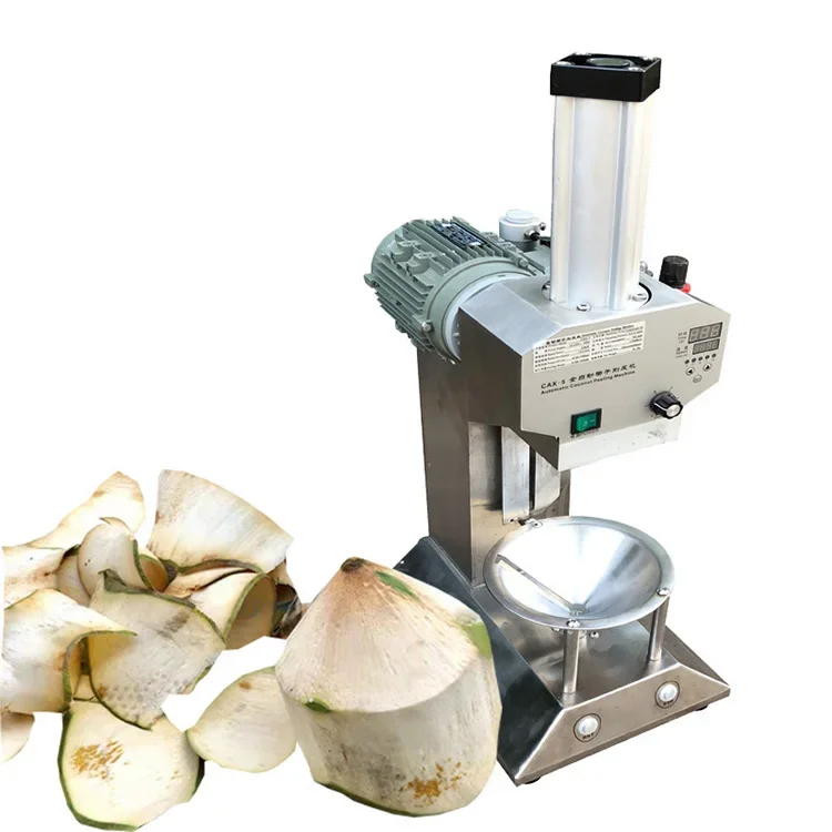 Diamond shape tender young coconut husk skin peeling trimming cutting machine with bottom chopper