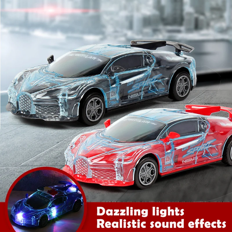 Creative Kids Flashing Electric Car Toys Funny With LED Glowing Music Racing Car Model Boys Toy Children's Holiday Birthday Gift