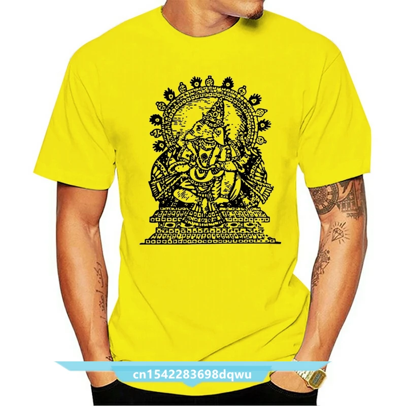 GANESH ART MENS T SHIRT HINDU INDIA INDIAN GANAPATI GANESHA GOD ELEPHANT IDOL 100% Cotton Tee Shirt  Tops Wholesale Tee