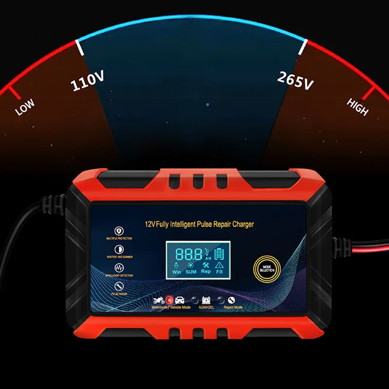 Car Battery Charger Intelligent Pulse Repair LCD Display 12V Car Battery Motorcycle Battery Charging Battery Repair Charger