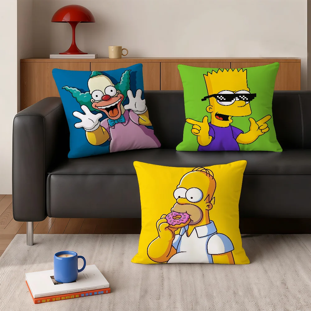 The S-simpsons Cartoon Pillow Case Square Bedroom Headboard Sofa Living Room Backrest Cushion Nap Pillow