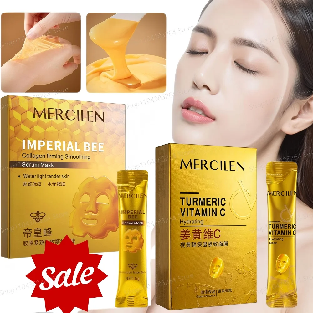 Honey Collagen/Turmeric Vitamin C Hydrating Firming Mask Peel Off Mask Disposable Individual Pouch Deep Nourish for All Skin Typ
