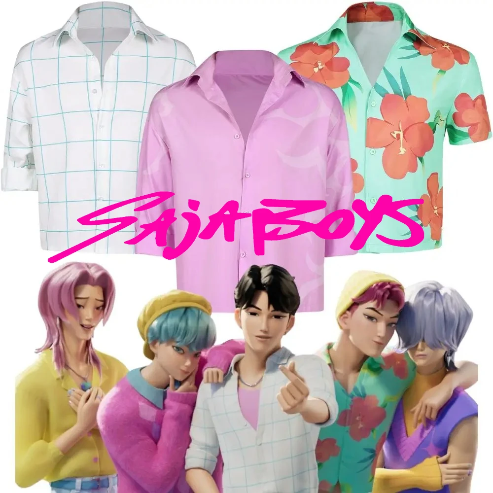 Kpop شيطان الصيادين جينو بيبي آبي سر ساجا بنين تأثيري تي شيرت زي للرجال سترة لعب الأدوار هالوين كرنفال البدلة