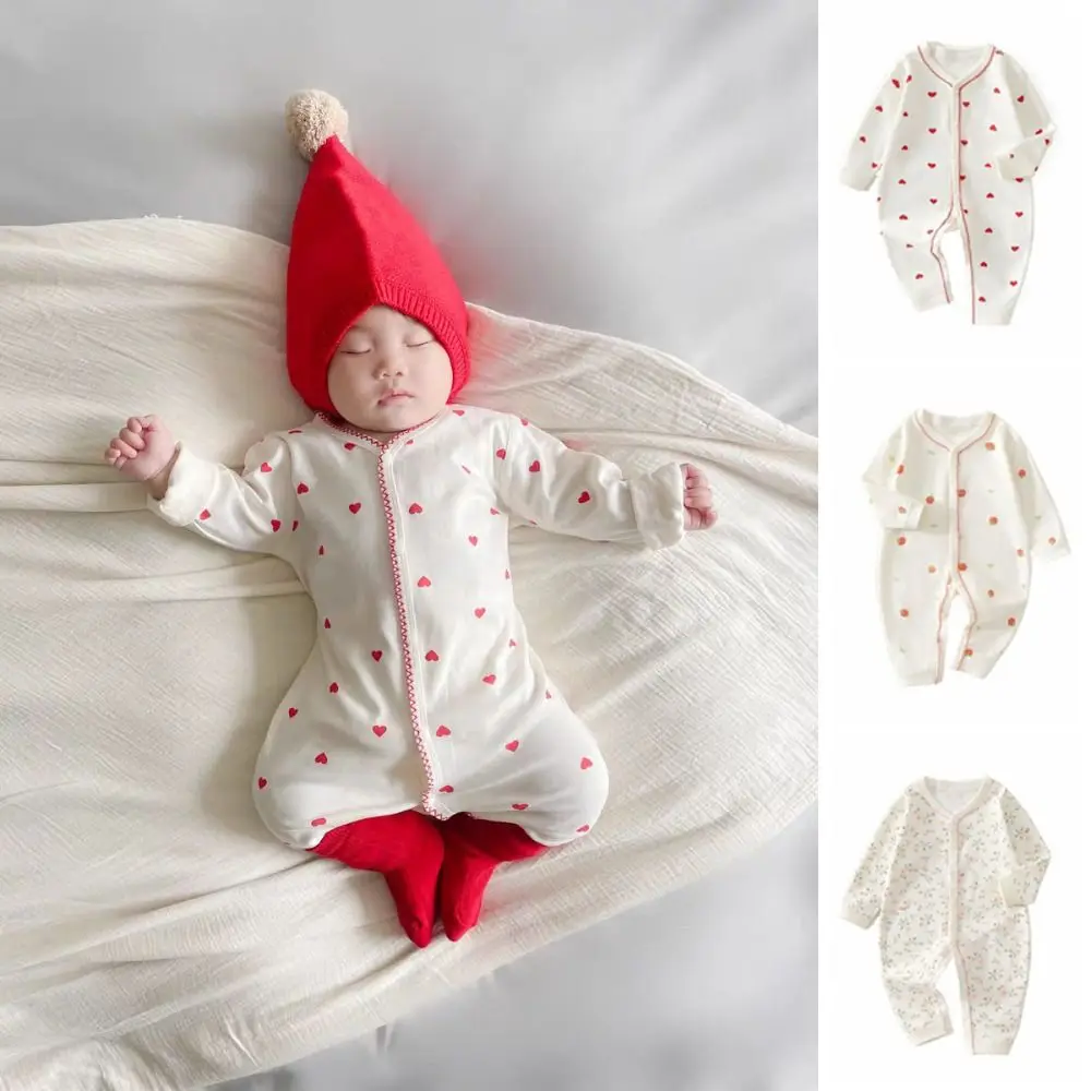 

Jumpsuit Long Sleeve Baby Romper Soft Fabric Pure Cotton Newborn Onesie Stripe Strawberry Infant Romper Casual Outfit