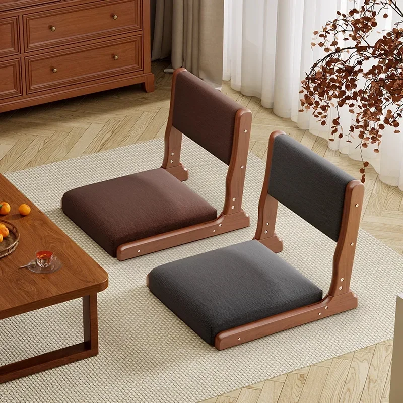 Exquisite Multi-functional Solid Wood Foldable Tatami Back Chair And Room Chair Seat Legless Sitting Lazy Sofa