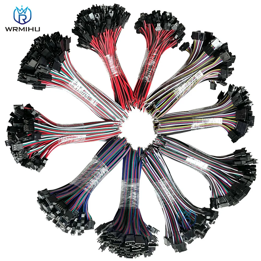 JST SM 2P 3P 4P 5P 6 pines, Conector de cable macho a hembra, tiras LED, conectores de controlador de lámpara, adaptador rápido 22AWG, 10 pares