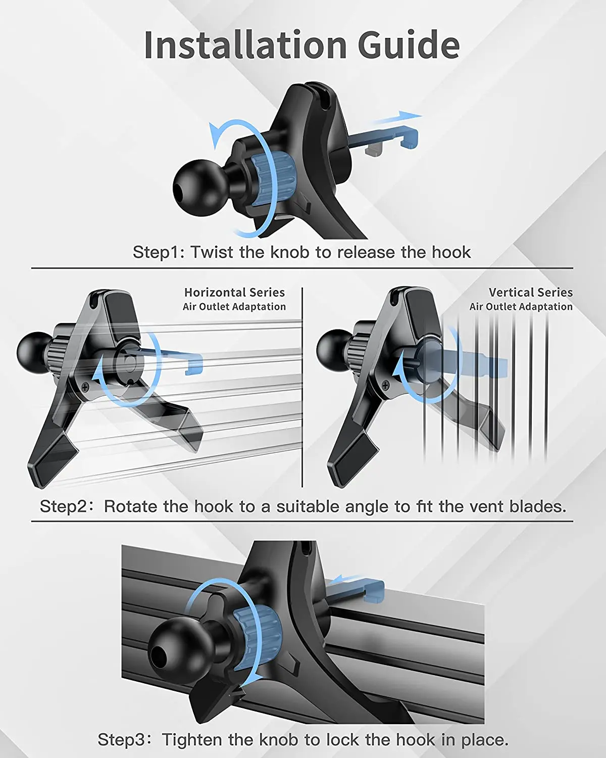 IBudim-soporte para teléfono móvil con Clip Universal para salida de aire de coche, cabeza de bola de 17mm para montaje de teléfono móvil de coche por gravedad, soporte magnético para teléfono de coche