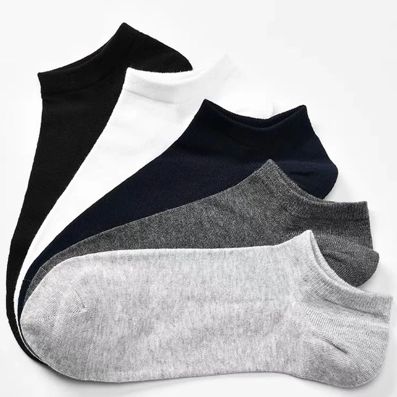 3 Pairs=6pcs Low Cut Mens Boat Sock Solid Color Black White Grey Breathable Sports Cotton Socks Male Short Ankle Socks Women Men