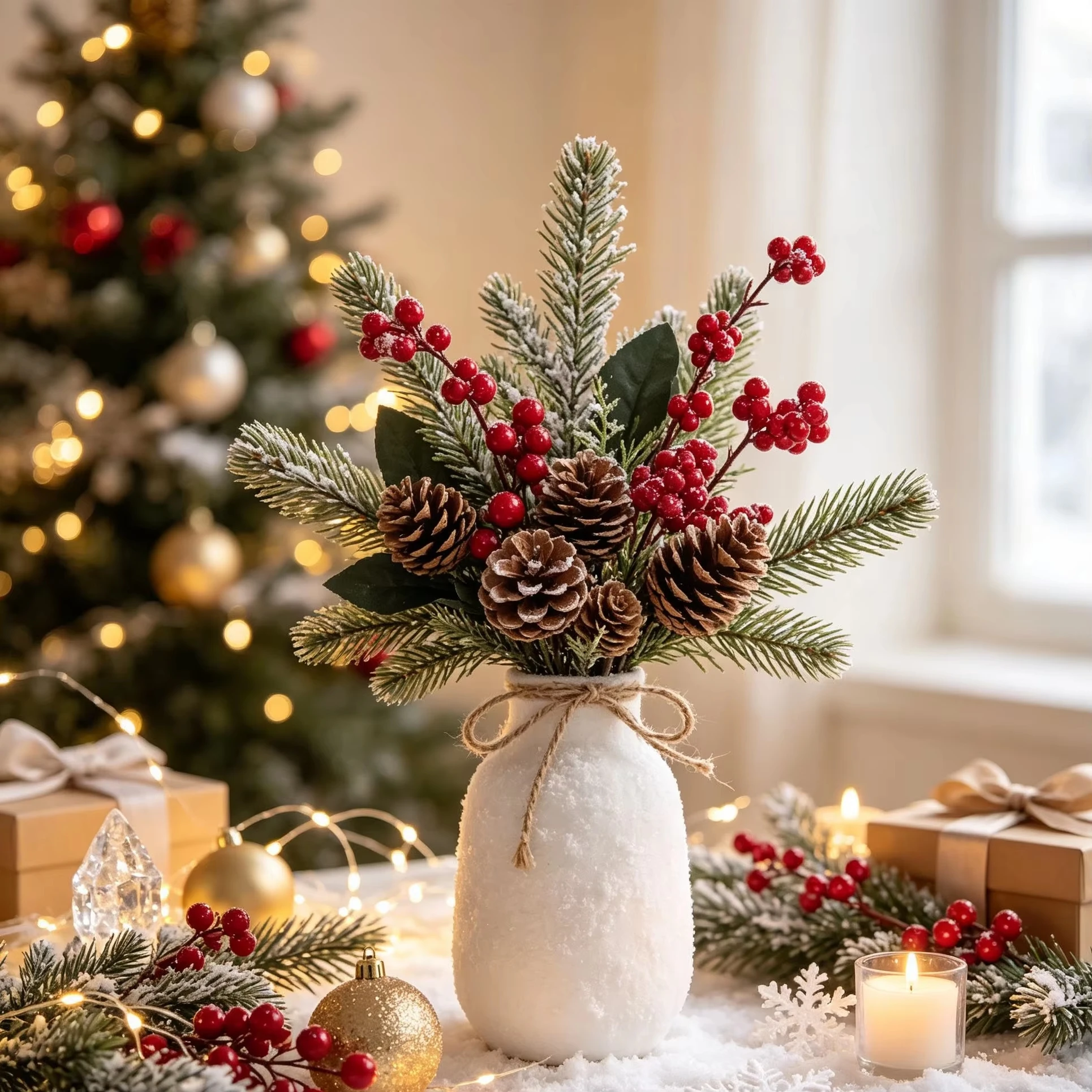 Artificial Plants Christmas Sprigs DIY Decoration Prop Outdoor Wedding Garden Bonsai Home Dining Table Scrapbook Festival Brooch