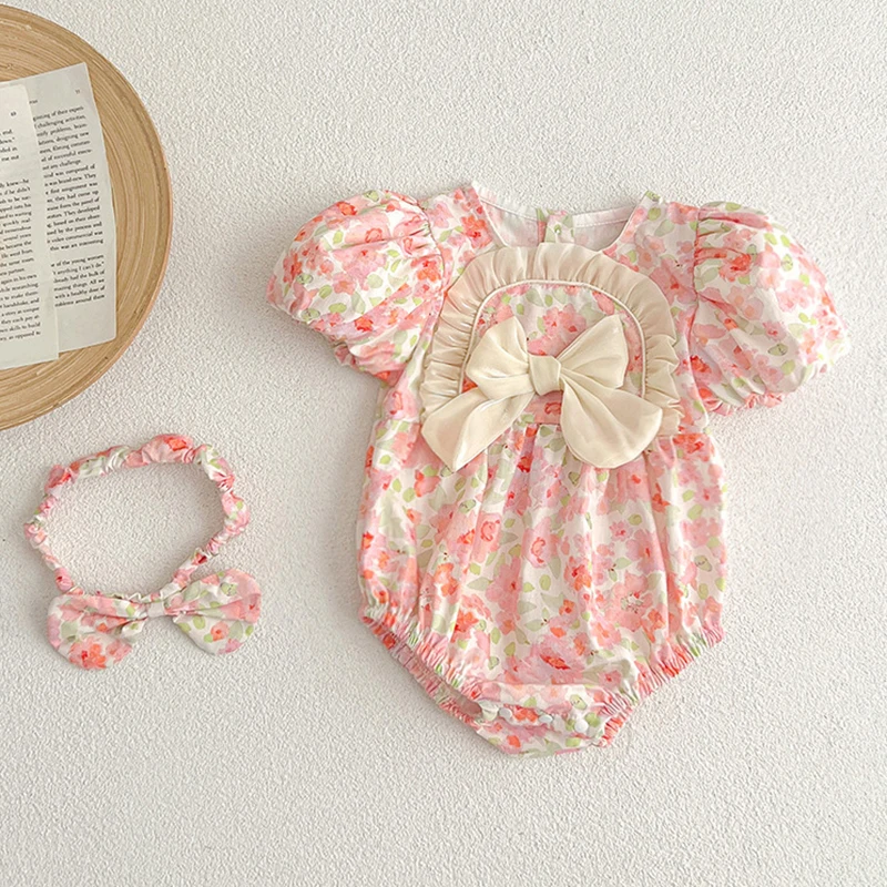 Summer Kids Baby Girls Short Sleeve Sisters Printing Dress Infant Rompers Baby Girls Sweet Princess Children Clothes Dress image 3