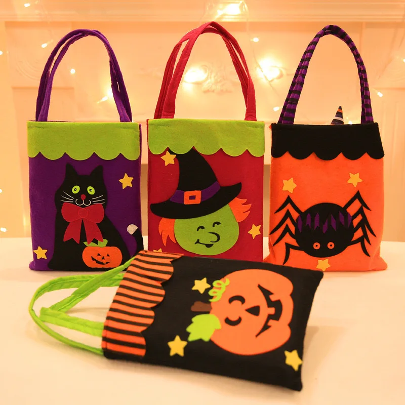 Halloween Non-Woven Candy Storage Bags Pumpkin Ghost Bat Gift Packaging Bag with Handle Decoration Birthday Party Supplies Toy