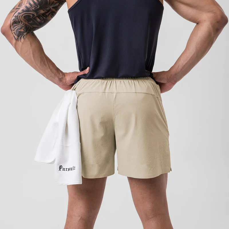2024 Summer New Men's Shorts Single-Layer Woven Quick Dry Solid Color Running Fitness Sports Casual American Fifth Pants