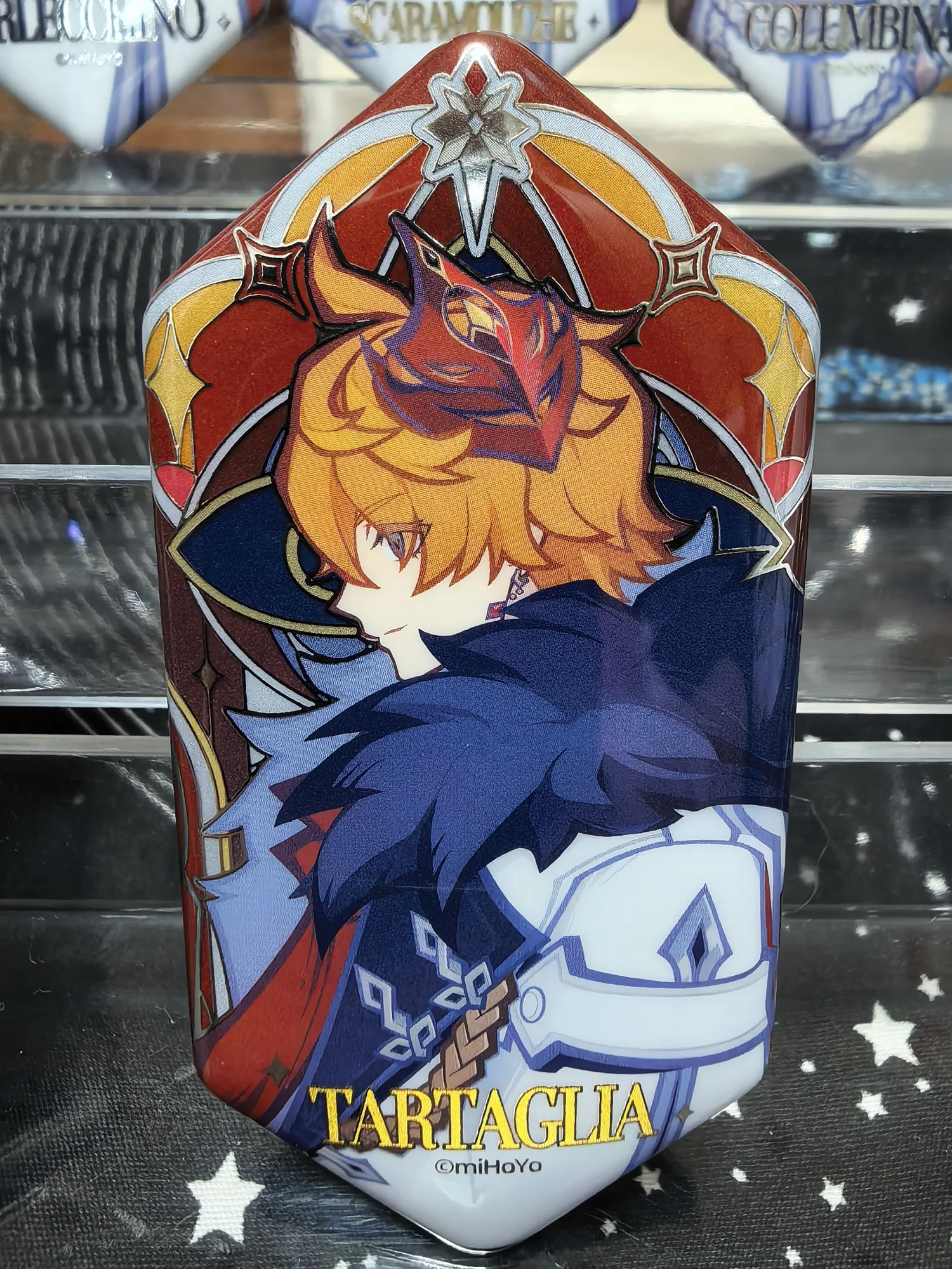 Fatui Tartaglia Gongzi Genshin Impact سلسلة لهب الصقيع الرسمية من الأكريليك القابل للدمج، شارة منتشرة للضوء #3