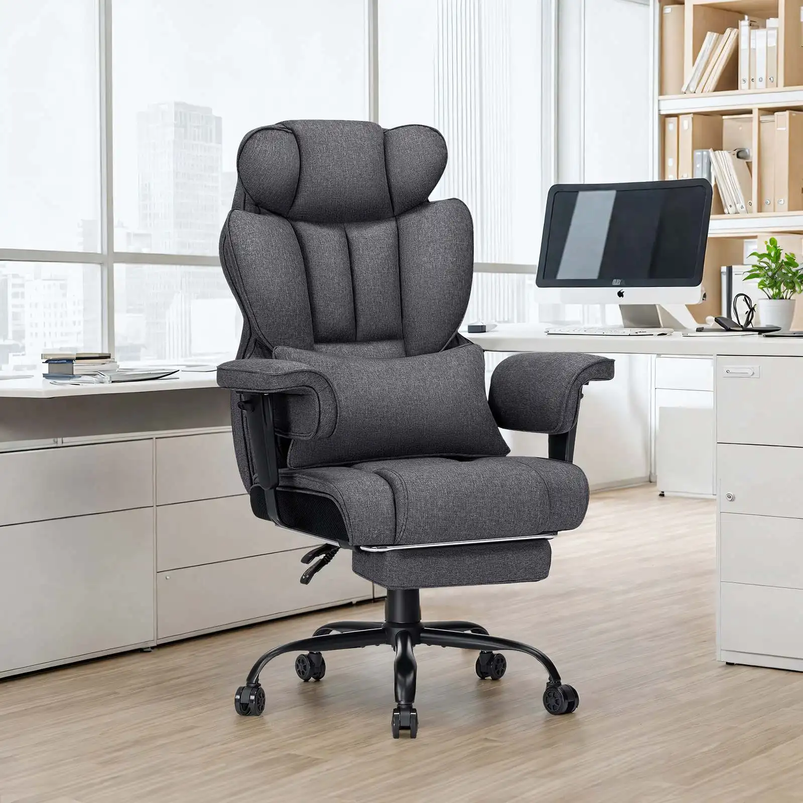 

Big and Tall High Back Executive Task Chair Linen Fabric Breathable Keeping you cool Home Office Chairs