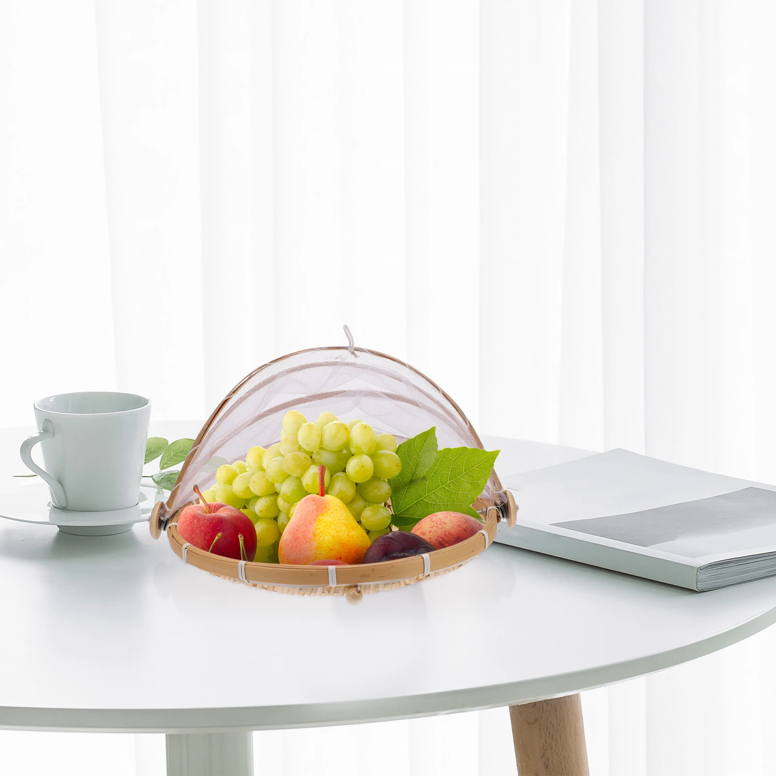 

2pcs Bamboo Woven Basket Handmade Storage Organizer Multi-Purpose Kitchen Household Container For Fruits Vegetables