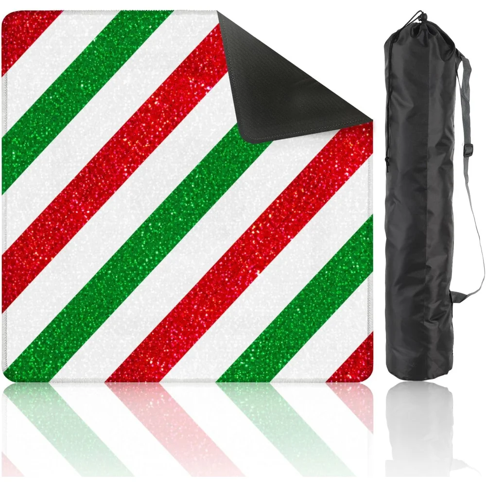 Luxury Mahjong Mat Neoprene 3mm 31.5 Inch Red Green Diagonal Glitter Stripe Non Slip Noise Reduction for Mahjong Dominoes