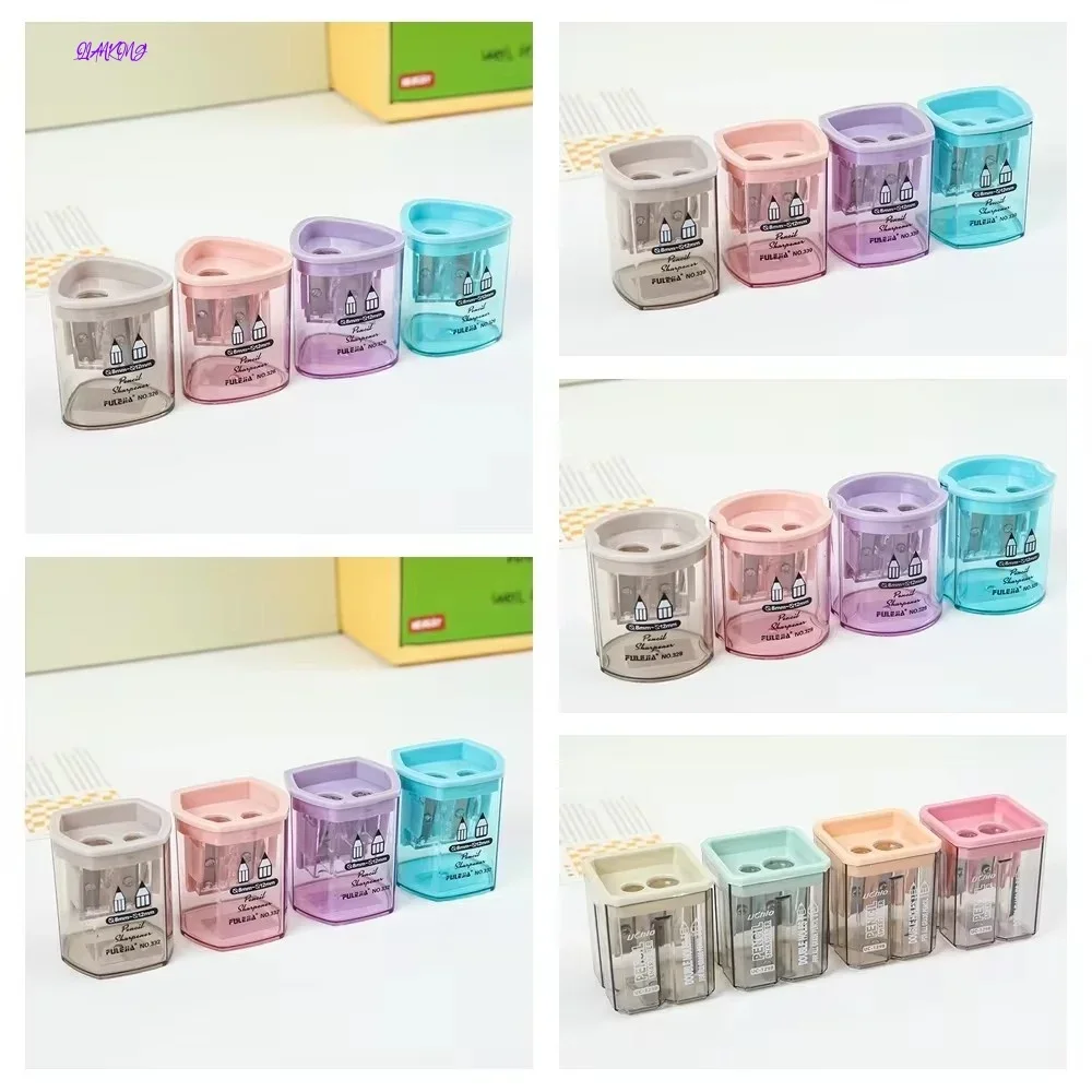 Double Hole Double Hole Pencil Sharpener Transparent Sacapuntas Small Pencil Sharpener Portable Plastic Simple Pencil Cutter DIY