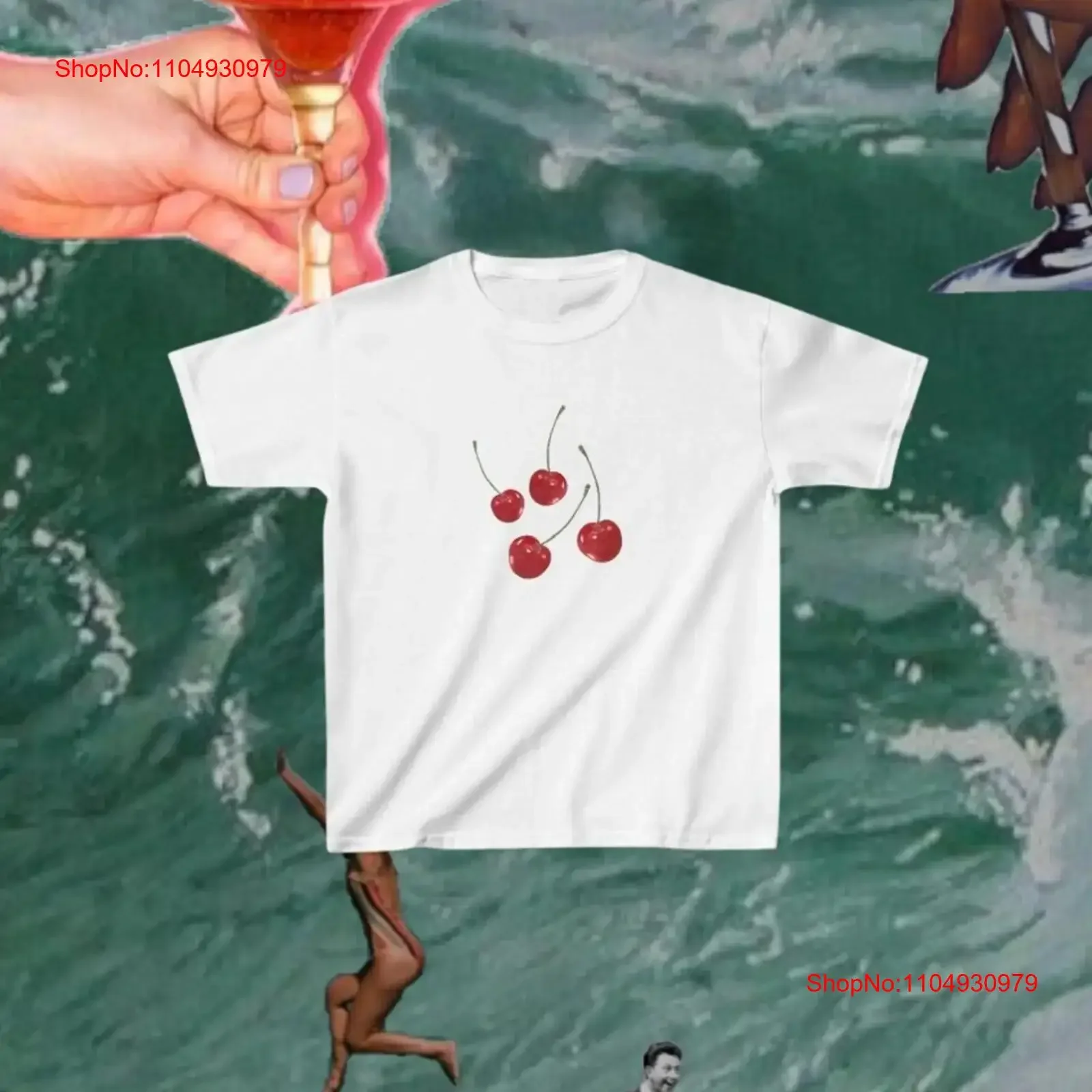 

Design of cherries Baby T Shirt 90s Style Y2K Fashion Perfect s for Her art vintage Washed Slightly streetwear Casual