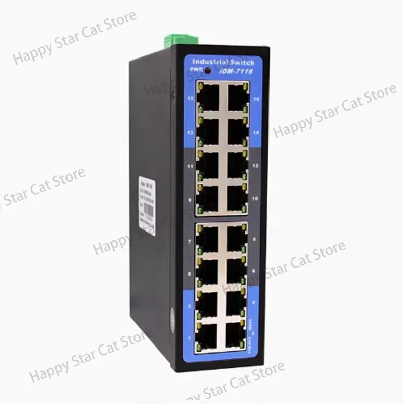 IDM-7116 Industrial 16 Port 100M Ethernet Switch Non Managed Din-Rail 24V Working at -20 to70 °C
