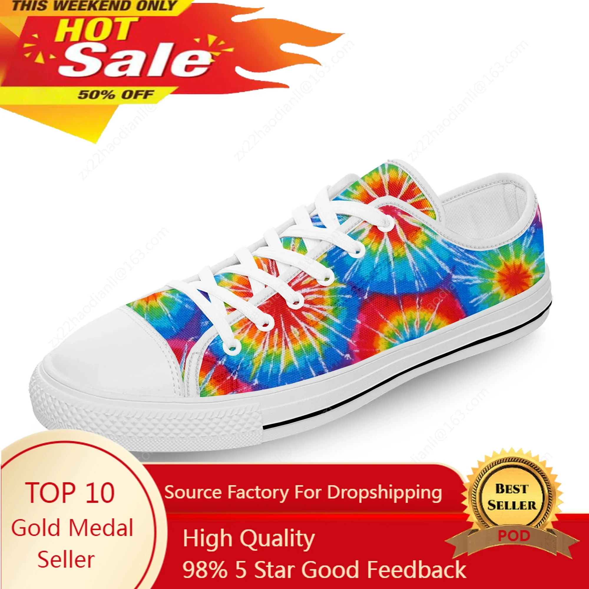 

Tie Dye Cartoon Pattern Aesthetic Low Top Canvas Shoes Fashion Men Women Lightweight Breathable Sneakers Couple Custom Shoes