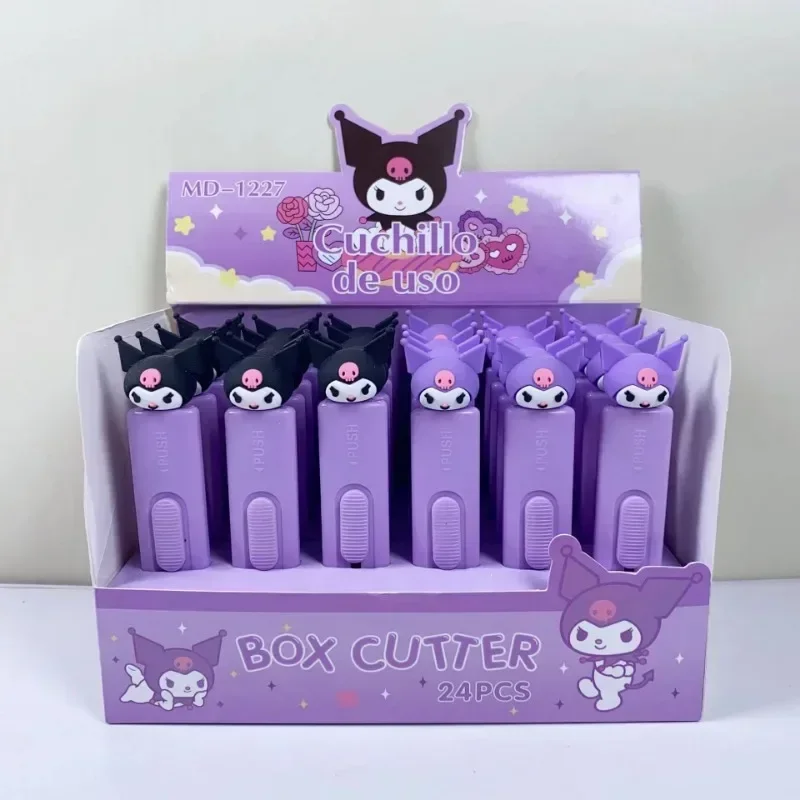 Bonito sanrio olá kitty faca utilitária dos desenhos animados anime kuromi kawaii estudantes artigos de papelaria material escolar portátil cortador de papel presente