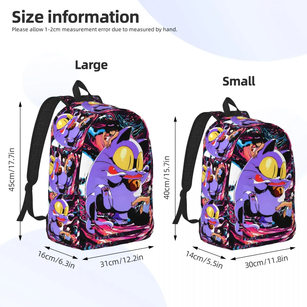 Ranma Shamploo Cat Bell Mochila para Adolescentes Estudante, Escola Bookbag, Elementary High College Outdoor, 1/2