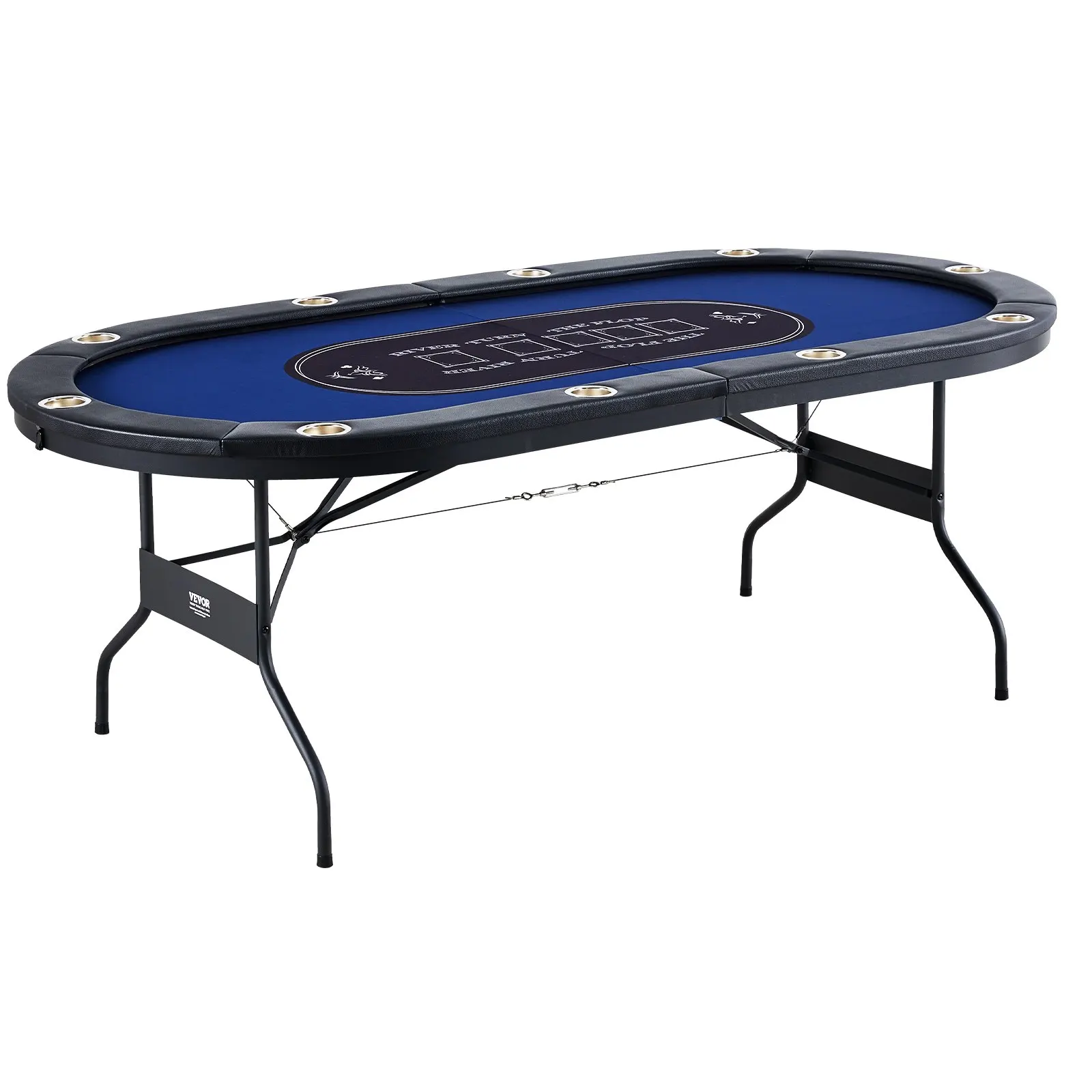 

10 Player Foldable Poker Table, Blackjack Texas Holdem Poker Table With Padded Rails And Stainless Steel Cup Holders, Portable