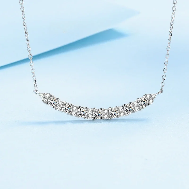 Platinum PT950 Chain Wedding Fine Pendant Jewelry GRA Original Certified Moissanite Diamond Simple Smile Necklace for Women Gift