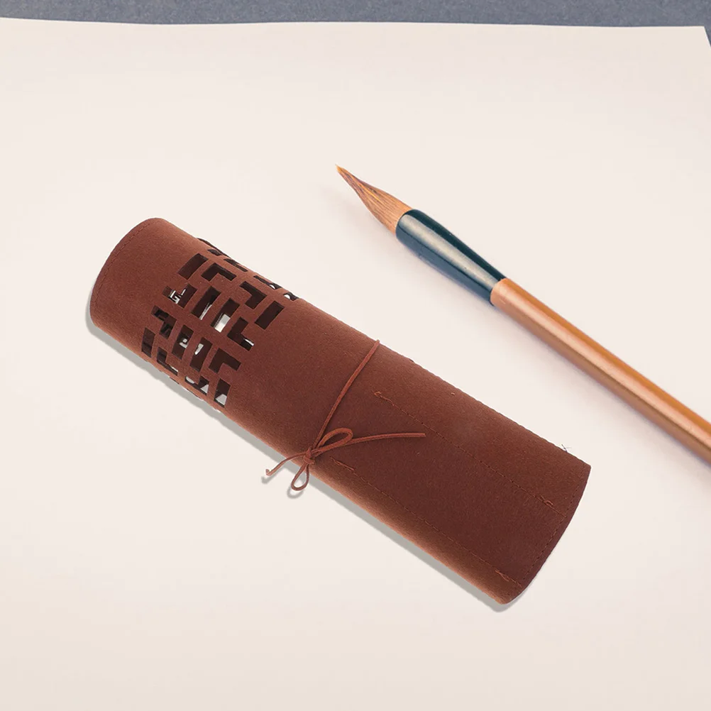 

2Pcs Felt Pen Roll Organizer Elegant Plum Blossom Hollow Design Portable Brush Pen Case Calligraphy Storage Pouch