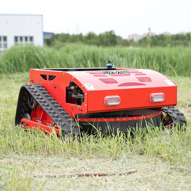 Reliable All Terrain Tracked RC Lawn Mower Remote Operated Grass Cutting Machine Waterproof For Outdoor Hillside Mowing