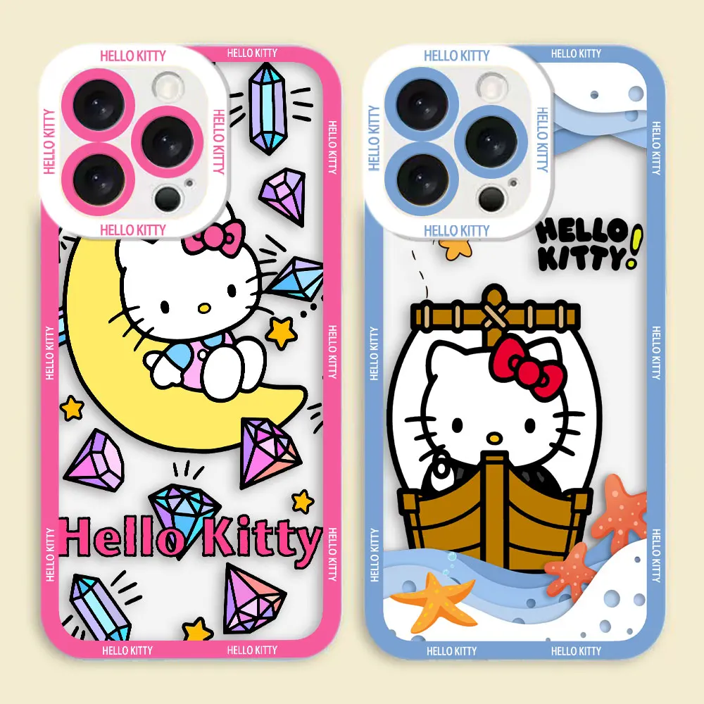 

Cute S-Sanrio H-Hello Kitty Cover Clear Phone Case For VIVO S1 Z1X V20 V20SE V21 V21E V23 V23E V25 V27 V27E V29E V30E Case Funda