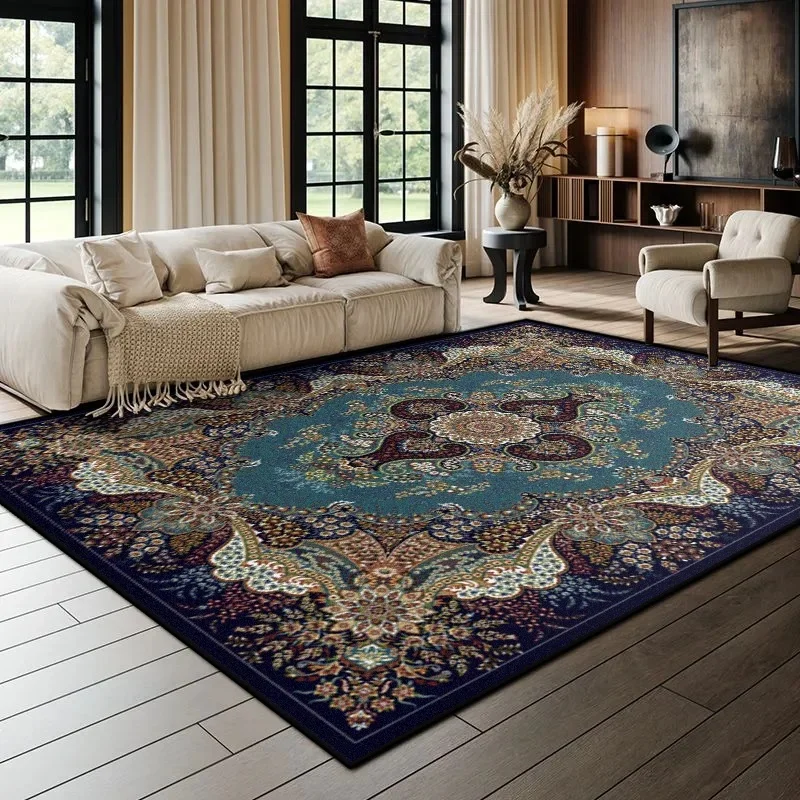 VIKAMA Vintage Oriental Medallion Area Rug Non‑slip Classic Boho Floral Carpet For Living Room Bedroom Home Floor Decor