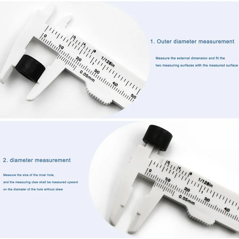 0-80mm Double Scale Plastic Vernier Caliper Mini Ruler Accurate Measurement Tool Standard Vernier Caliper